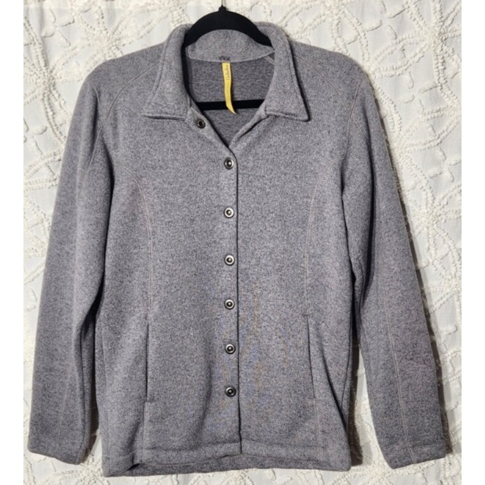 Cabelas Women's Fleece Snap Jacket Size Small Grey Neutral Warmth Outdoor Hiking